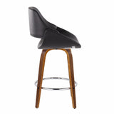 Fabrizzi - Fixed-Height Counter Stool With Round Chrome Footrest (Set of 2) - Walnut Wood