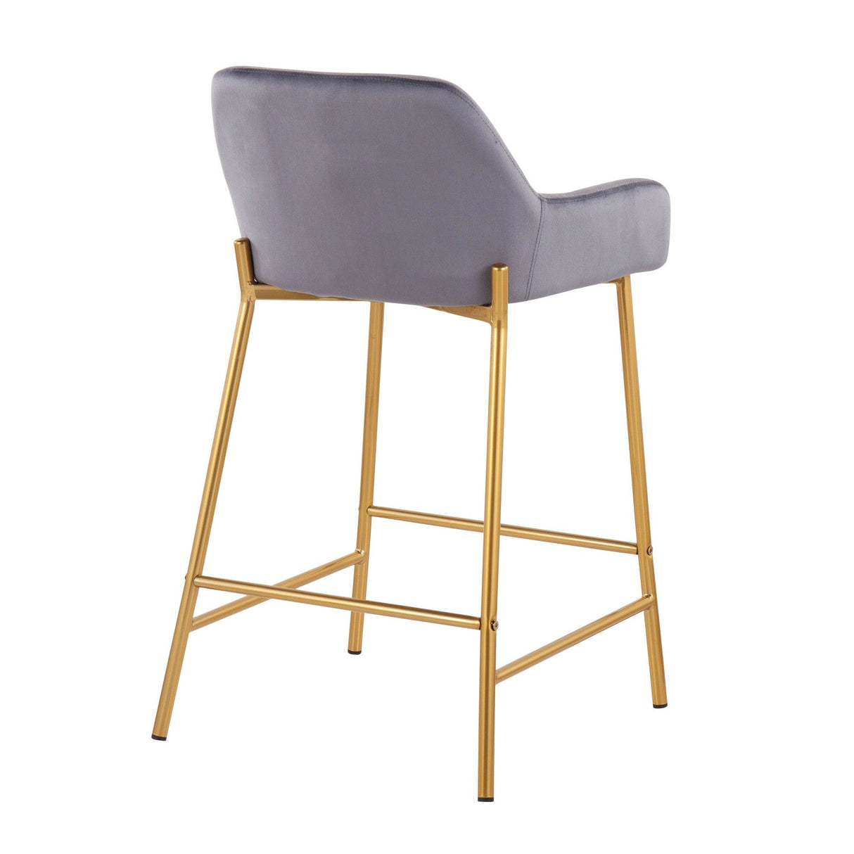Daniella - Contemporary/Glam Fixed-Height Counter Stool (Set of 2) - Gold Metal And Silver Velvet