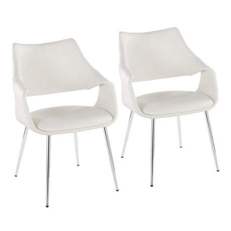 Curvo - High Back Upholstered Chair (Set of 2) - Chrome Metal Legs
