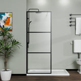Shower Screen Door Walk In Wet Room, 3 Panel Style - Black