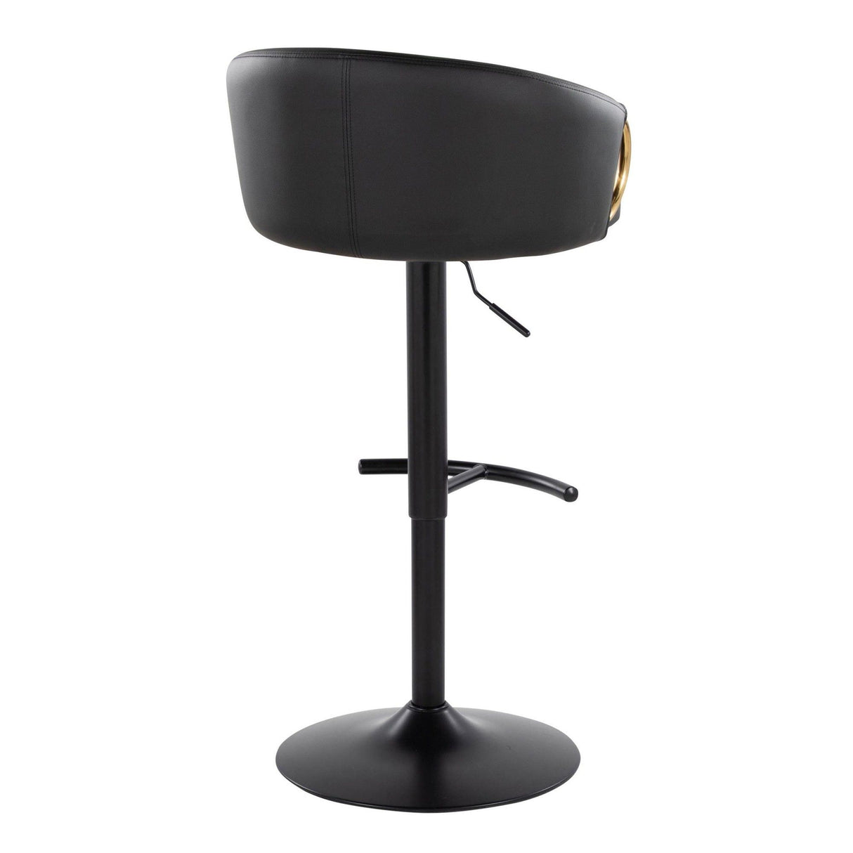 Claire - Adjustable Barstool With Rounded T Footrest (Set of 2) - Black Metal With Gold Metal Accent