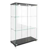 Modern Display Cabinet With LED Lights, Transparent Tempered Glass 2 Door Storage Case With 3 Shelves