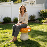 Mushroom Model Statue Stool, Outdoor Garden Stool - Orange