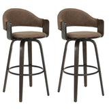 Daxton - Swivel Bar Height Round Back Wood Bar Stool With Faux Leather Seat