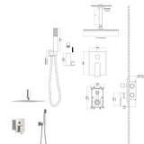Dual Shower Head System With 12" Square Rain Shower And Rough In Valve
