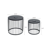 Solar Powered Nesting Side Table Set - Black