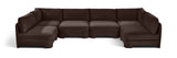 Hammond - Velvet Performance Fabric Upholstered 6 Piece U-Shaped Armless Sectional