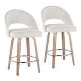 Renee - Upholstered Fixed-Height Barstool (Set of 2) - Whitewashed Wood