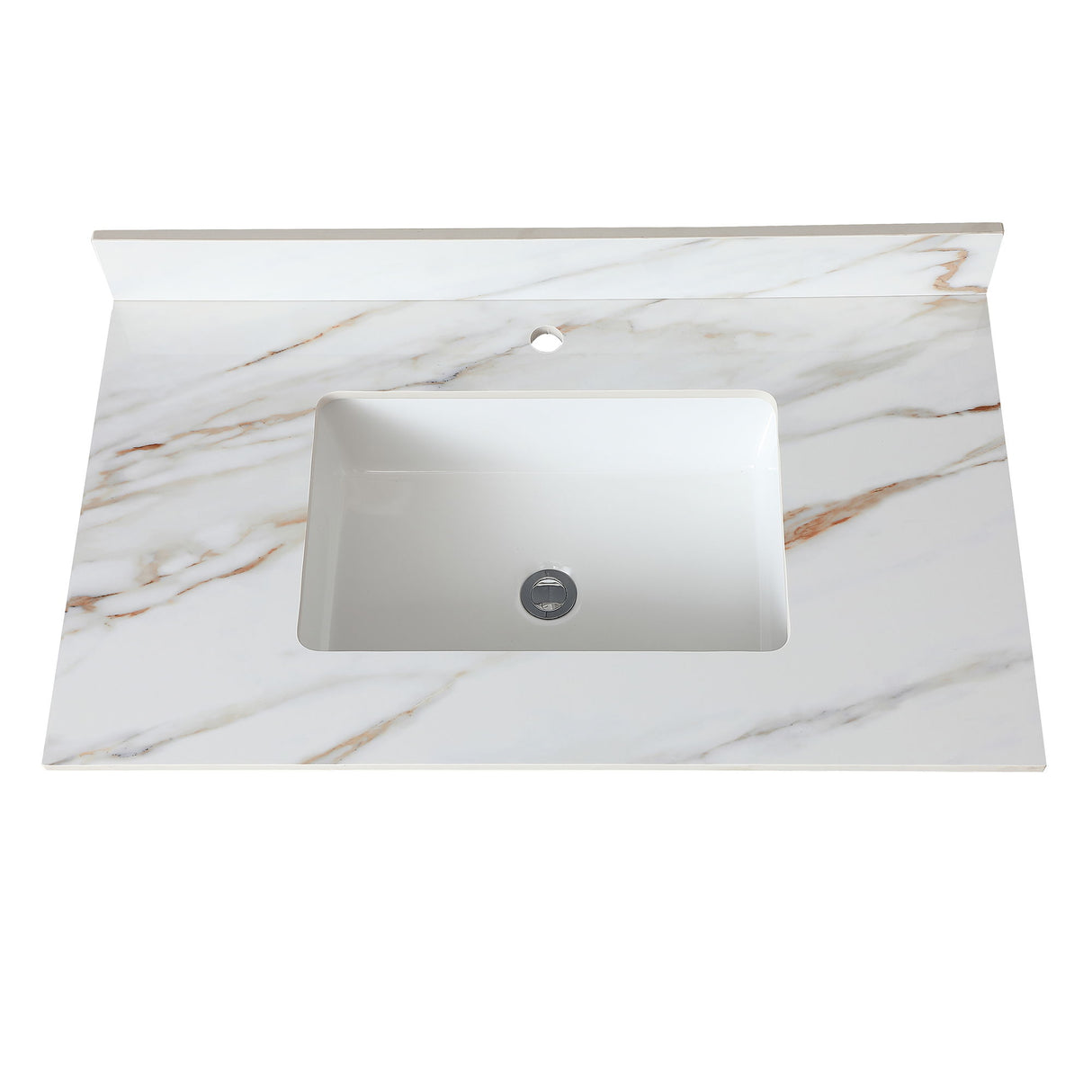 Elegant Vanity Top With Undermount Sink And Backsplash, Sintered Stone