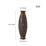 Hand Woven Bamboo Floor Vase, Decorative Accent For Living Room - Acacia Wood