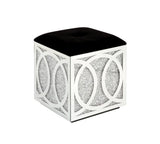 Noralie - 24" Ottoman With Storage - Mirrored & Faux Diamonds