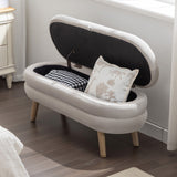 Velvet Fabric Storage Bench With Wood Legs
