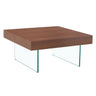 Natural Style Coffee Table With Glass Legs - Wood Grain Texture