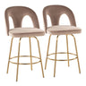 Ava - Upholstered Fixed-Height Barstool (Set of 2) - Gold Base