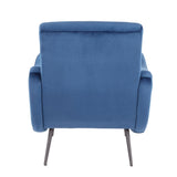 Rafael - Contemporary Lounge Chair - Black Metal And Blue Velvet