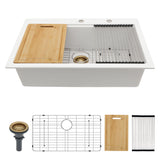 Granite Composite Quartz Kitchen Sink With Workstation Features And Drop In Design