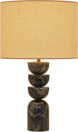 Opus - Genuine Marble, Linen Textured Fabric And Brass Table Lamp