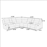 Manual Motion Reclining Loveseat 3 Piece Sectional Set With Console Storage And Cup Holders