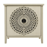 Hollow Carved 2 Door Accent Cabinet Sideboard Buffet Storage Cabinet With Adjustable Shelf For Entryway Living Room Bedroom - Natural