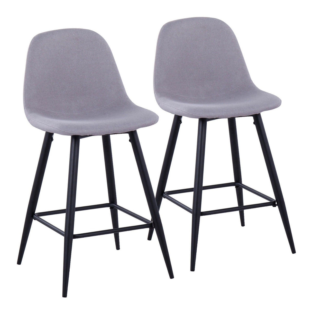 Pebble - Mid-Century Modern Counter Stool With Light Gray Seat (Set of 2)