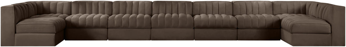 Rummi - Armless Velvet Performance Fabric Upholstered 9 Piece Modular Sectional