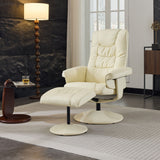 Recliner Chair With Ottoman, 360° Swivel Massage Lounge Chair With 5-Point Vibration & Heated Seat