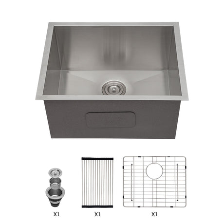 Modern Undermount Stainless Steel Kitchen Sink 16 Gauge, Deep Single Bowl