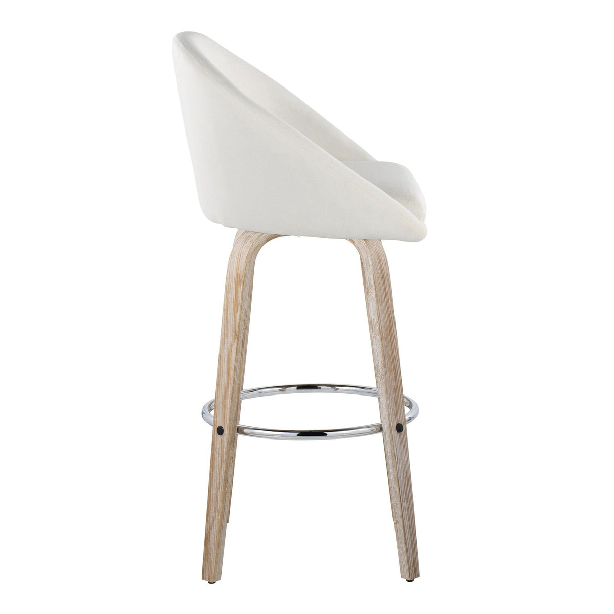 Matisse - 30" Highback Fixed-Height Barstool With Swivel And Round Chrome Metal Footrest (Set of 2) - Light Gray Wood