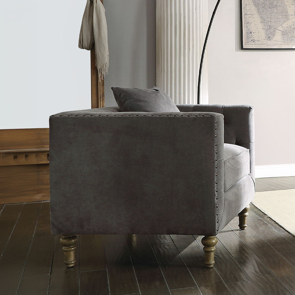 Sidonia - Chair With Pillow - Gray Velvet