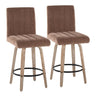 Hannah - 26" Fixed-Height Counter Stool With Swivel And Round Black Metal Footrest (Set of 2) - Whitewashed Wood