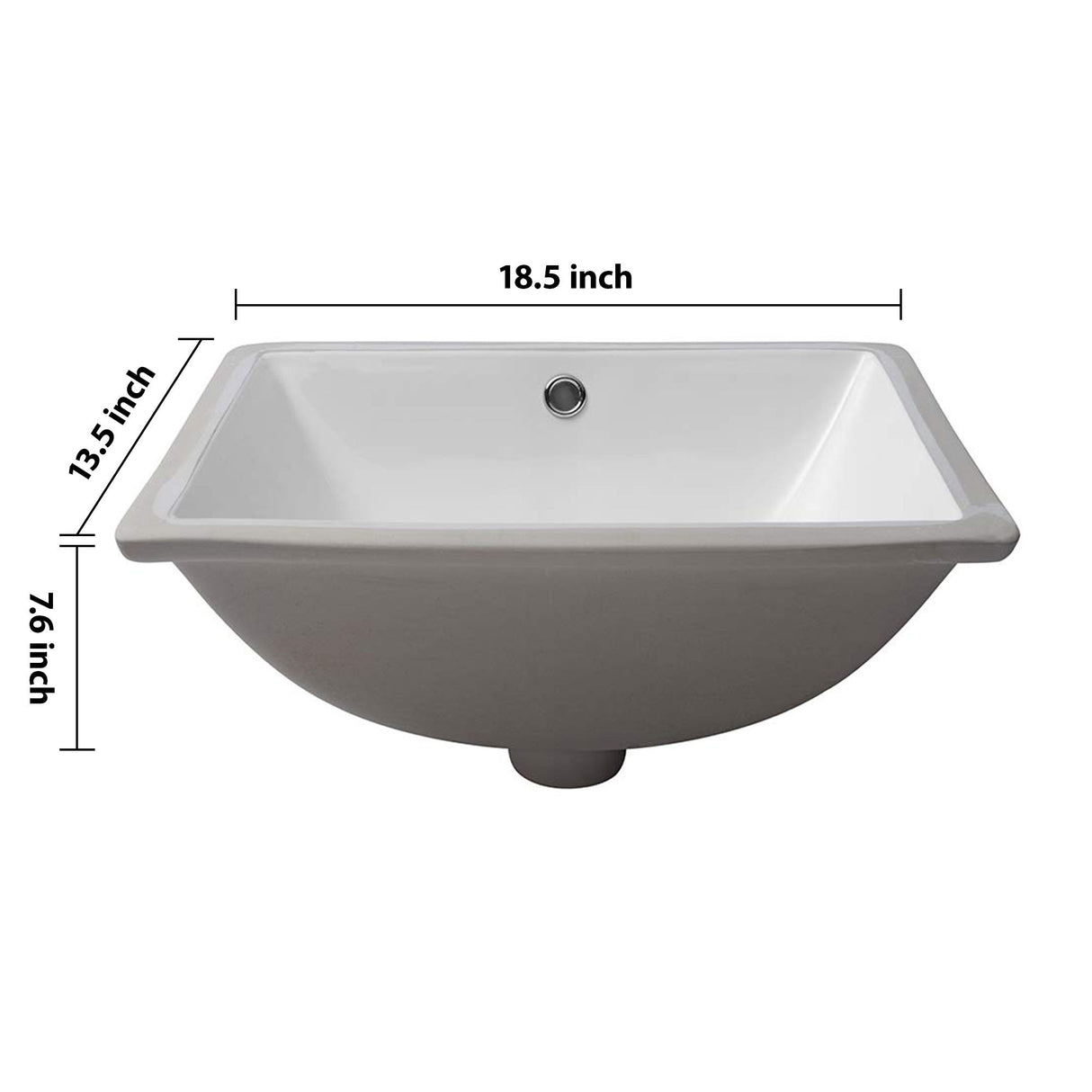 European Style White Ceramic Rectangular Undermount Bathroom Sink With Overflow
