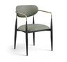 Ronda - Vegan Leather Upholstered Dining Arm Chair - Black Legs