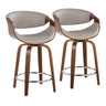 Curvo - 24" Fixed-Height Counter Stool With Swivel And Round Chrome Metal Footrest (Set of 2) - Walnut Wood