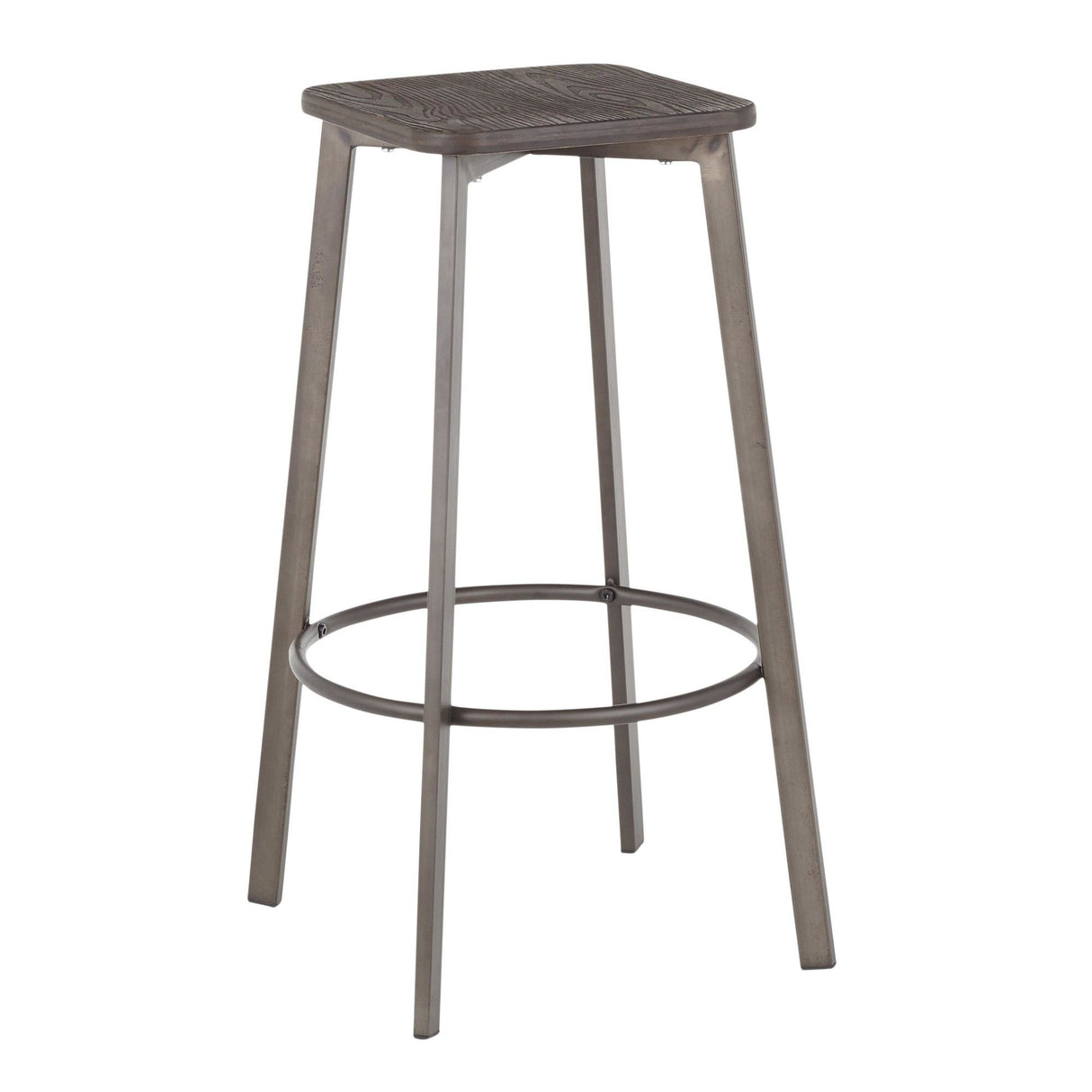 Clara - Industrial Square Barstool (Set of 2) - Wood-Pressed Grain Bamboo