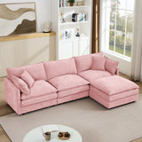 L Shaped Modular Sectional Sofa With Movable Ottoman, 3 Seater Comfortable Seating