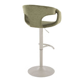 Curvo - Adjustable Barstool With Rounded T Footrest (Set of 2) - Pearl Gray Metal
