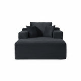 Convertible Chaise Lounge Chair With Wide Armrest & Throw Pillows