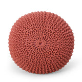 Bordeaux - Knitted Cotton Round Pouf Ottoman, Floor Cushion