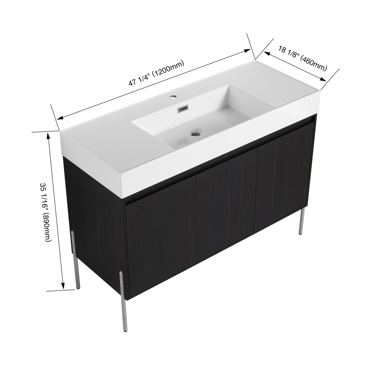 Freestanding Bathroom Vanity With Resin Sink And Storage Cabinet