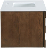 Leonardo - Engineered Stone And Solid Wood 24" Wall Mounted Bathroom Vanity