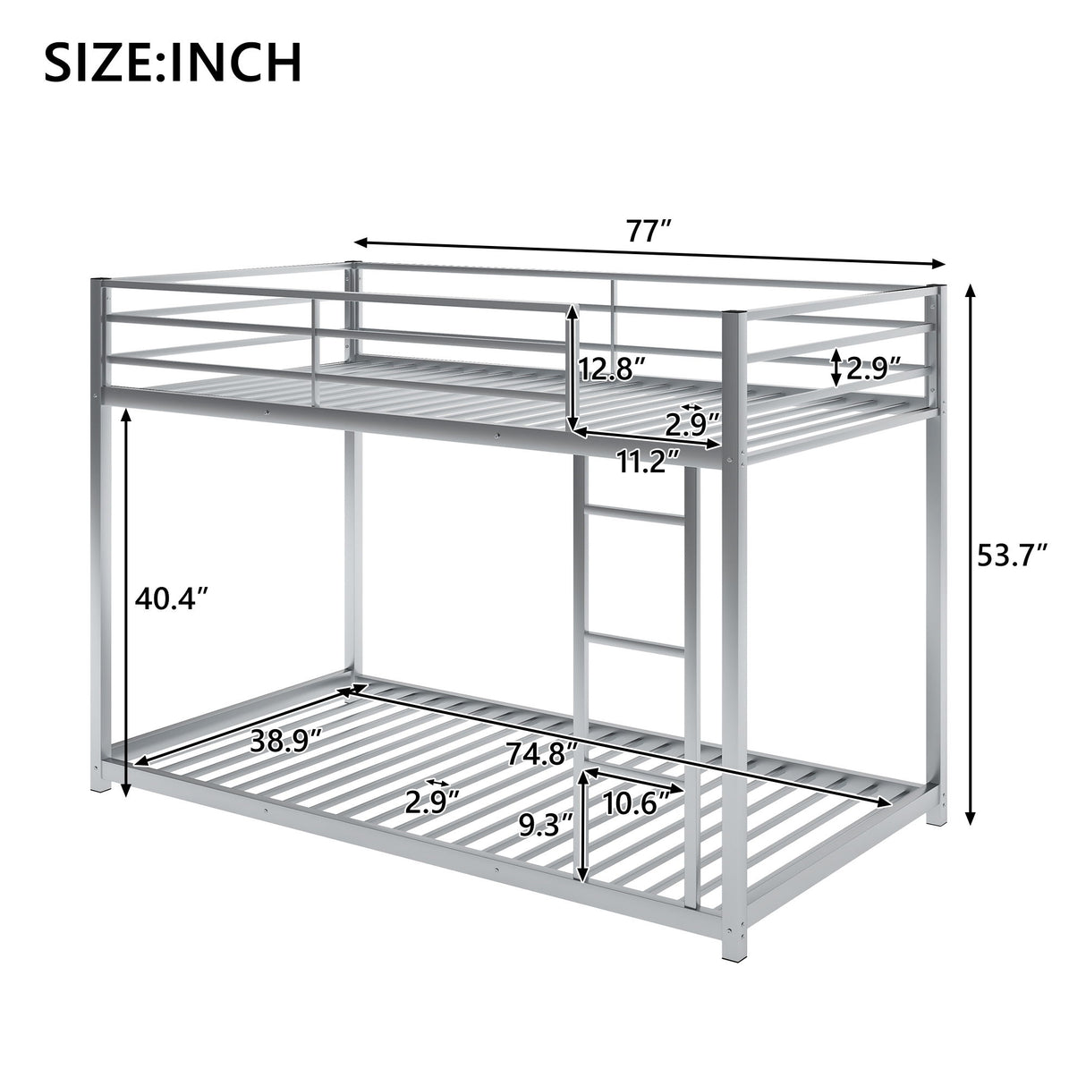 Metal Bunk Bed, Low Bunk Bed With Ladder