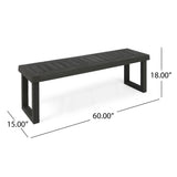 Realm - Outdoor Bench With Slat Panel Top And Base - Dark Gray