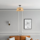 Twinkle - Double Lights Semi Flush With Shade - Black / Rattan