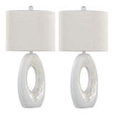 Pearl - 29" Polyresin Table Lamp (Set of 2) - Matte White Poly, Natural Shell And White Linen Shade from Grandview Gallery
