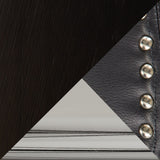Studded - Marcel Fixed-Height Barstool (Set of 2) - Black Wood, Black Faux Leather, Chrome Metal