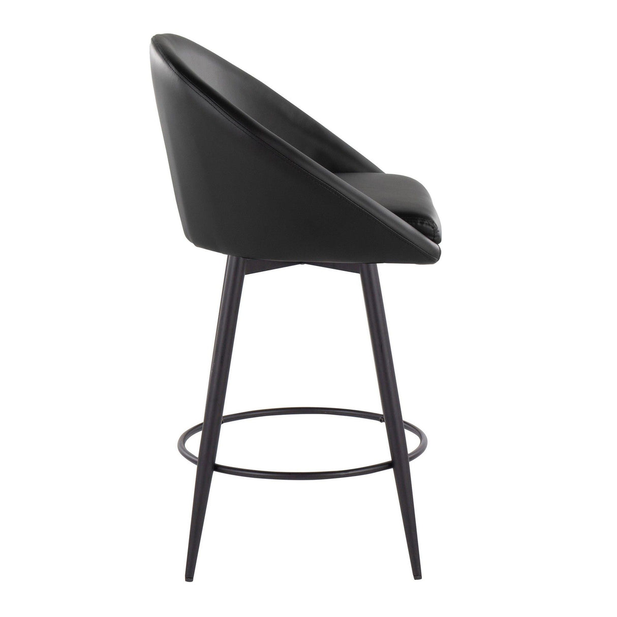 Matisse - 26" Highback Fixed-Height Counter Stool With Swivel And Round Black Metal Footrest (Set of 2) - Black Metal