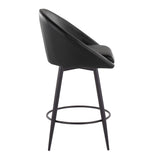 Matisse - 26" Highback Fixed-Height Counter Stool With Swivel And Round Black Metal Footrest (Set of 2) - Black Metal