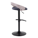 Grotto - Adjustable Barstool - Black Metal, Light Gray Wood