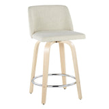 Tintori - Fixed-Height Swivel Counter Stool With Natural Wood Frame (Set of 2)