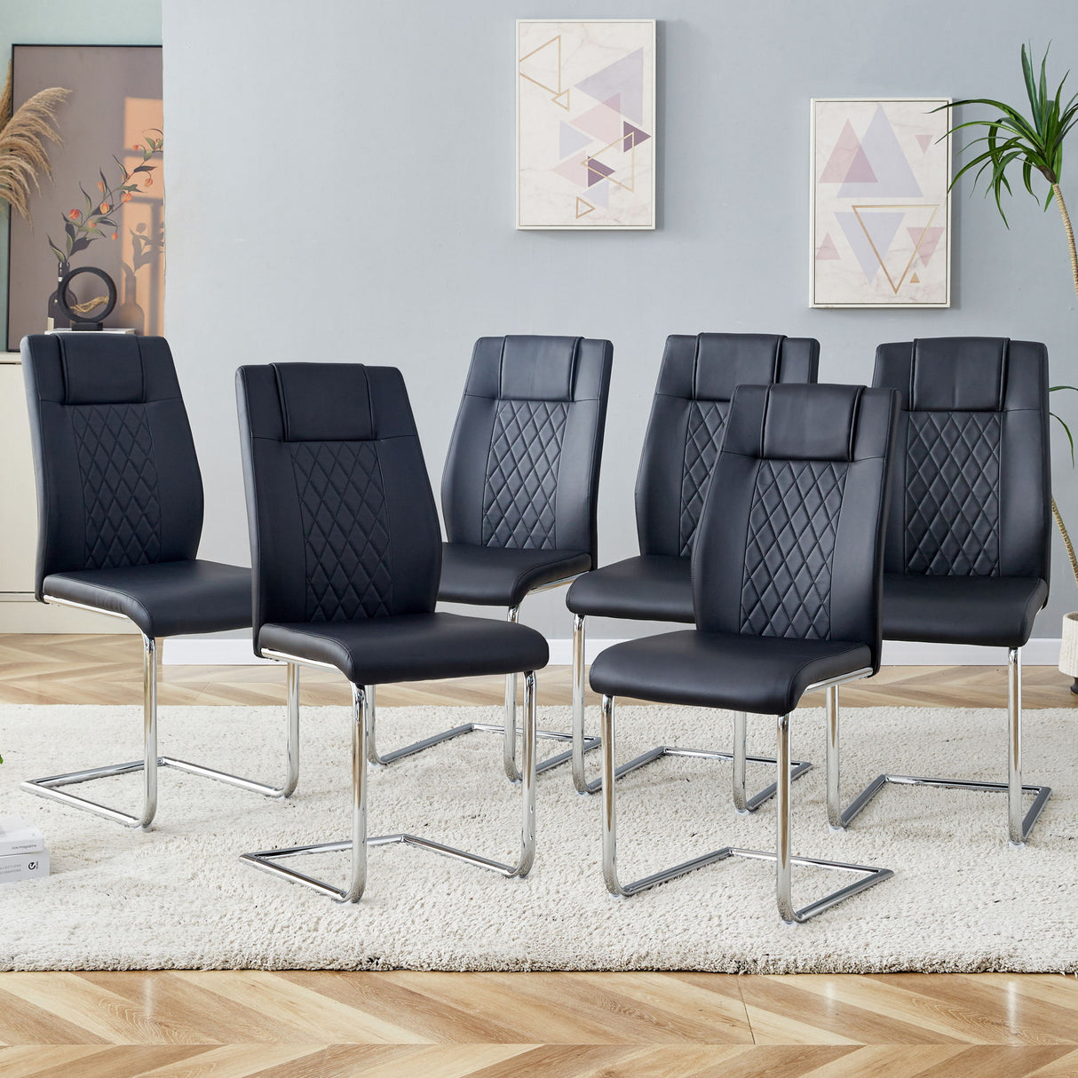 Modern Dining Chairs With Padded Seat, Metal Legs